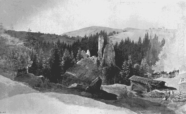 Burgruine im Jahr 1806