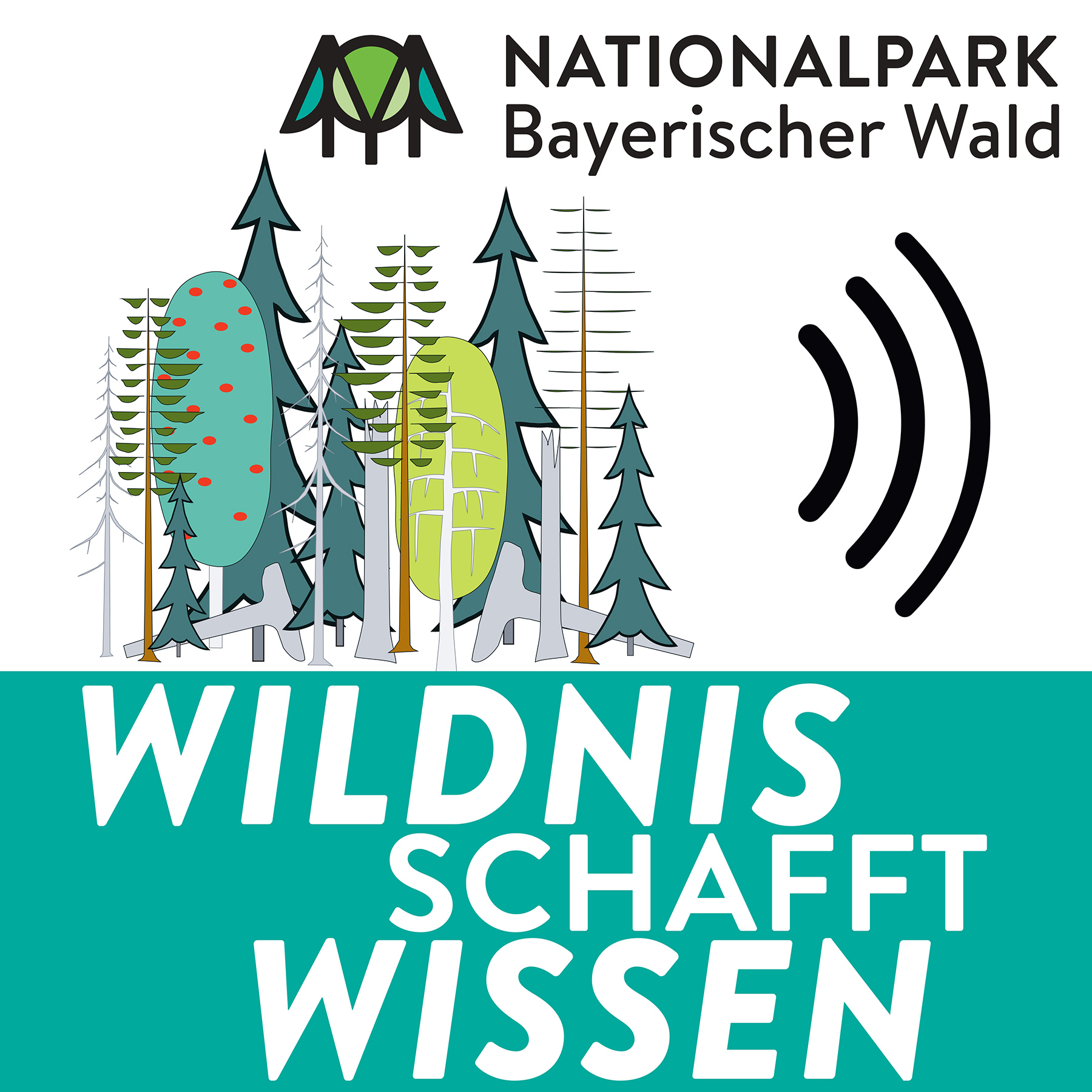 Das Logo zum neuen Format „Wildnis schafft Wissen“. (Grafik: Annemarie Schmeller/Nationalpark Bayerischer Wald)